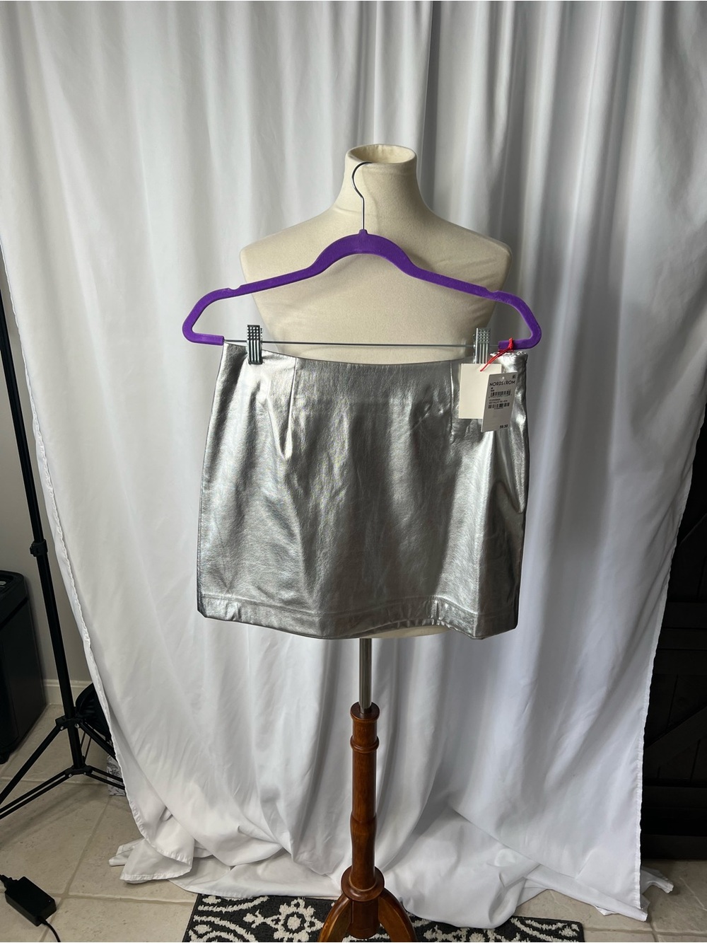 Open Edit Metallic Silver Mini Skirt | Size Medium | NWT